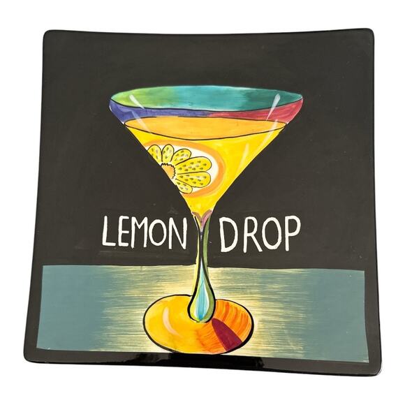 Mary Naylor Designs “Lemon Drop” Hand Painted Square Plate - Picture 1 of 6